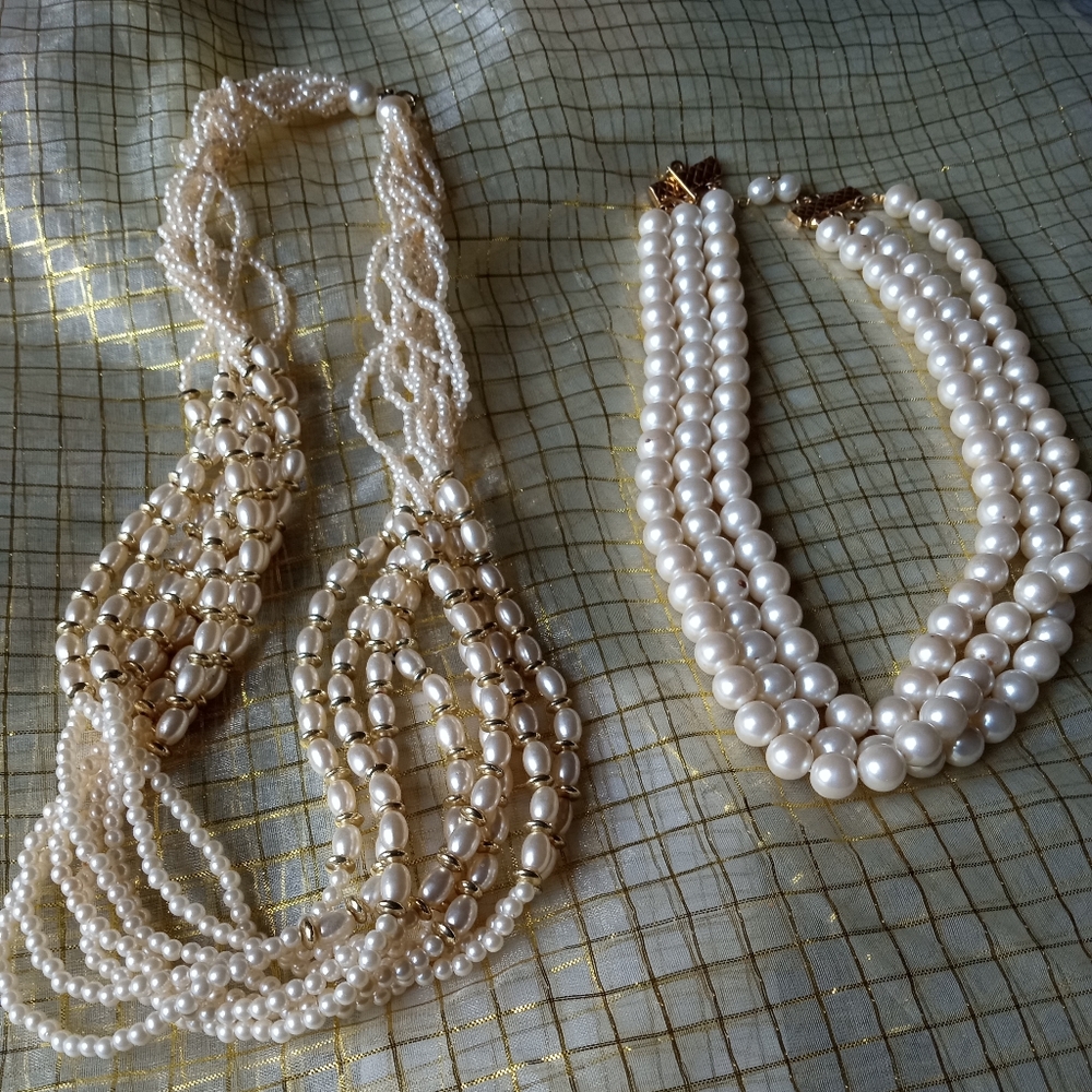 Two Pearl Multi-Strand Necklaces - image 1